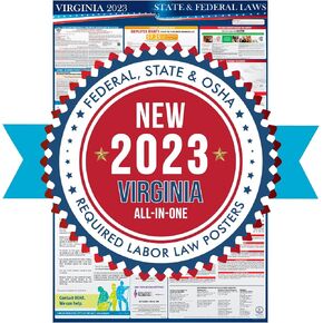 2023 Virginia State and Federal Labor Laws Poster - OSHA Workplace Compliant 24" x 36" - All in One Required Posting - Laminated in Kuwait
