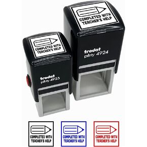 Completed with Teacher's Help Pencil Motivation Self-Inking Rubber Stamp Ink Stamper - 1 Inch Small - Black Ink in Saudi Arabia