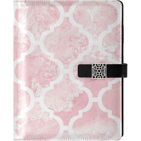 جماجم بيضاء سلسة مع زهور الكرز الوردي، دفتر كتابة دفتر يوميات قابل لإعادة الملء، دفتر مذكرات بغلاف صلب من جلد البولي يوريثان، دفتر ملاحظات مخطط A5 لجدول الأعمال مع حامل قلم in Kuwait