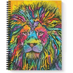 Softcover Lion Good Dean Russo 8.5" x 11" Spiral Notebook/Journal, 120 Wide Ruled Pages, Durable Gloss Laminated Cover, Black Wire-o Spiral. Made in the USA in Saudi Arabia
