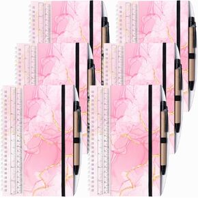 Crtiin 6 Pcs A5 Spiral Notebook Lined Spiral Journal with Pen Square Sticky Notes Colored Index Tabs Transparent Pocket Ruler Hardcover 50 Sheet Notebooks Ruled Paper 5.8 x 8.3 in for Office School in Saudi Arabia