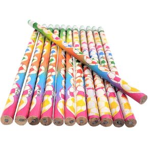 Fun Soccer Ball Print Colorful Pencils with Eraser Top (7.5" Standard size) Euro Football Design. #2 Lead. Unsharpened. Made of Wood. (12)