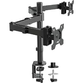 Dual Monitor Mount - Fully Adjustable Double Monitor Mount & Computer Stand for 2 Monitors. Ergonomic, w/Heavy-Duty C-Clamps, Sturdy Arms & Flexible Screen Holder, Easy to Install in Saudi Arabia