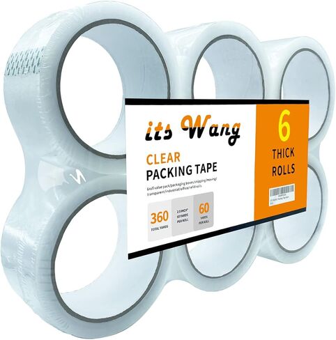ITS WANG Heavy Duty Packing Tape (6 Rolls), Tape for Shipping Packaging Moving Sealing, Strong & Thicker Clear Tape, 2 Inchx60 Yards, 360 Total Yards in Saudi Arabia