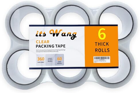 ITS WANG Heavy Duty Packing Tape (6 Rolls), Tape for Shipping Packaging Moving Sealing, Strong & Thicker Clear Tape, 2 Inchx60 Yards, 360 Total Yards in Saudi Arabia