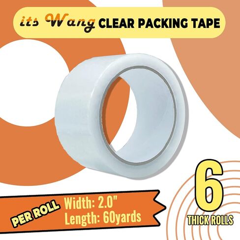 ITS WANG Heavy Duty Packing Tape (6 Rolls), Tape for Shipping Packaging Moving Sealing, Strong & Thicker Clear Tape, 2 Inchx60 Yards, 360 Total Yards in Saudi Arabia