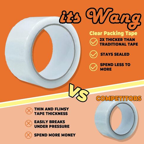 ITS WANG Heavy Duty Packing Tape (6 Rolls), Tape for Shipping Packaging Moving Sealing, Strong & Thicker Clear Tape, 2 Inchx60 Yards, 360 Total Yards in Saudi Arabia