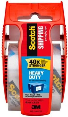 Scotch Heavy Duty Shipping Packaging Tape, 1 Roll with Dispenser, 1.88" x 22.2 Yards, 1.5" Core, Great for Packing, Shipping & Moving, Clear (142) in Saudi Arabia