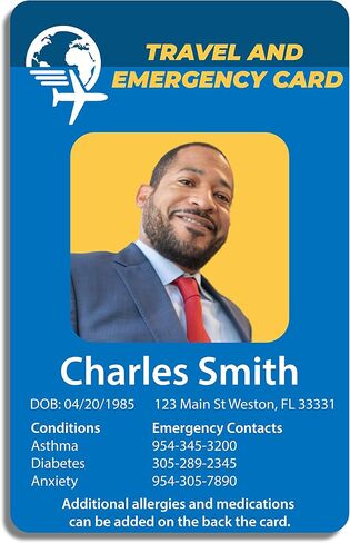 XpressID Vertical Custom Child ID Cards with Aluminum Badge Holder & Lanyard - Personalized Double-Sided Durable IDs with Child Photo & Info - Emergency Contact ID for Children in Saudi Arabia