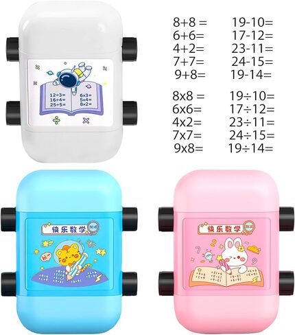 3 قطع من طوابع الرياضيات الدوارة 2 في 1: ختم تعليمي رقمي قابل لإعادة الاستخدام، ختم تعليمي رقمي بتصميم أسطواني في غضون 100 تصميم دوار للرياضيات، ختم تعليم الرياضيات in Kuwait