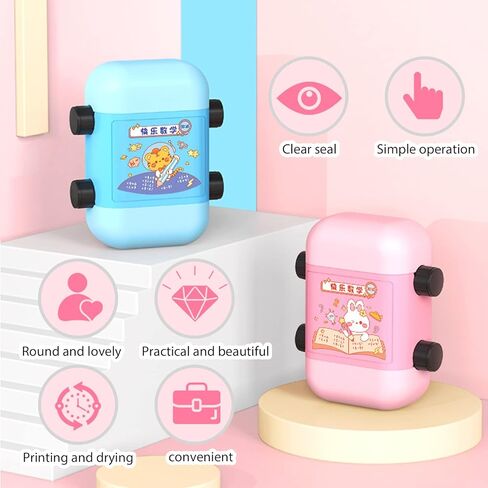 3 قطع من طوابع الرياضيات الدوارة 2 في 1: ختم تعليمي رقمي قابل لإعادة الاستخدام، ختم تعليمي رقمي بتصميم أسطواني في غضون 100 تصميم دوار للرياضيات، ختم تعليم الرياضيات in Kuwait