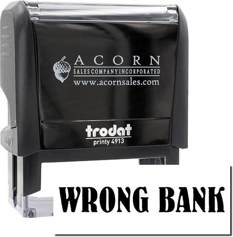 Self Inking Wrong Bank Stamp, Perfect for CPAS, Up to 5K Impressions, Available in 11 Ink Colors, Reinkable, Easy Press and Print Stamping, Size Approx 1/2" x 1-1/2" in Saudi Arabia