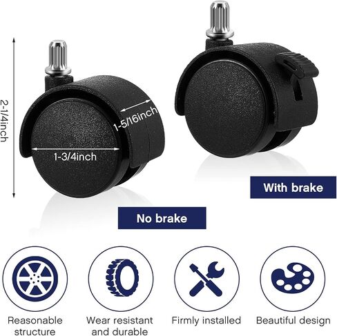 8 Pieces 2 Inch Cart Casters Wheels Replacement Cart Casters with Brake Nylon Plastic Rolling Small Cart Caster Wheels Furniture Casters Swivel Plate Casters for Office Chairs Table in Saudi Arabia