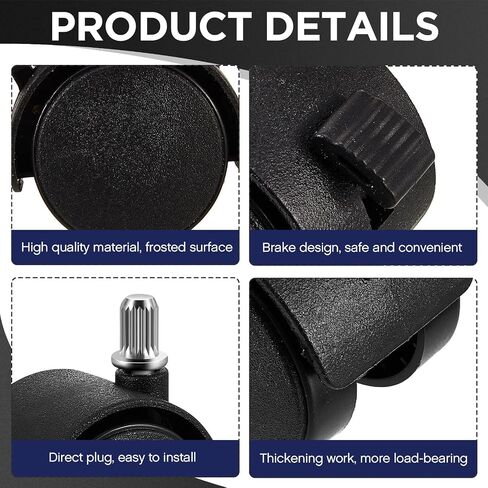 8 Pieces 2 Inch Cart Casters Wheels Replacement Cart Casters with Brake Nylon Plastic Rolling Small Cart Caster Wheels Furniture Casters Swivel Plate Casters for Office Chairs Table in Saudi Arabia