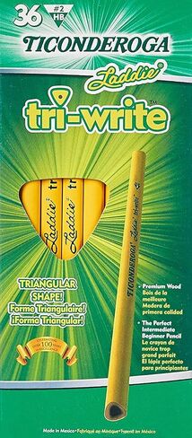 Ticonderoga® Tri-Write Pencils, With Erasers, #2 Lead, Yellow, Pack Of 36 in Saudi Arabia
