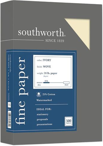 Southworth 404Ic 25% Cotton Business Paper Ivory 24 Lbs. Wove 8-1/2 X 11 500/Box Fsc in Saudi Arabia