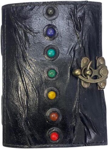Sufi Leather- New Antique Handmade Notebook Journal Book Seven Medieval Stone Embossed Of Shadows Office Diary College Poetry Sketch Deckle Paper ( 7X5 Inches ) (Black), 7'' x 5'' (SLC-01) in Saudi Arabia
