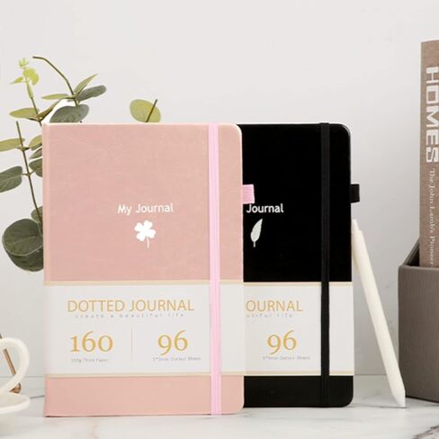 CAGIE Pink Leather Dotted Journal for Women-160GSM Thickened Grid Paper Hardcover Journals Notebook with Pocket 192 Pages 8.25'' x5.6'' A5 in Saudi Arabia