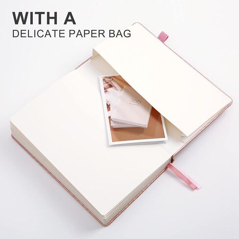 CAGIE Pink Leather Dotted Journal for Women-160GSM Thickened Grid Paper Hardcover Journals Notebook with Pocket 192 Pages 8.25'' x5.6'' A5 in Saudi Arabia