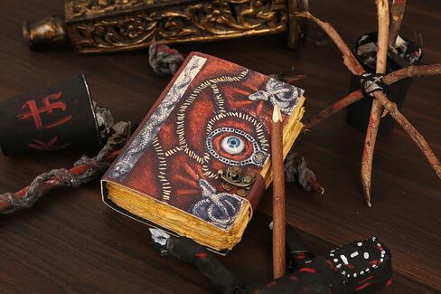 Hocus Pocus Book of Spells Handmade Vintage Leather Journal Notebook with Lock Book of Shadows and Spell Book Hocus Pocus 2 Spell Books with Real Spells Perfect for Halloween Decor Witchcraft Supplies in Saudi Arabia
