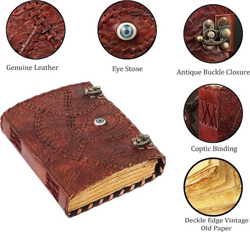 Hocus Pocus Book of Spells Handmade Vintage Leather Journal Notebook with Lock Book of Shadows and Spell Book Hocus Pocus 2 Spell Books with Real Spells Perfect for Halloween Decor Witchcraft Supplies in Saudi Arabia