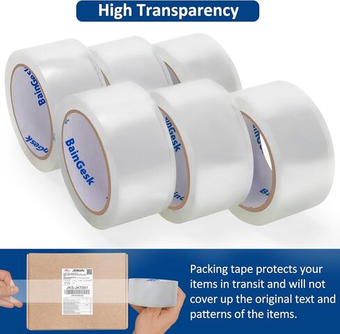 شريط تغليف شفاف من بينجيسك 1.9 انش × 65 ياردة، 18 لفة، قلب 3 انش، اجمالي 1170 ياردة، شريط تغليف شديد التحمل للشحن ونقل الختم والبريد in Kuwait