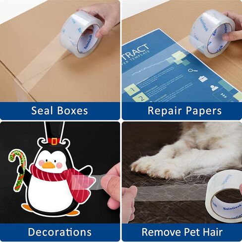 شريط تغليف شفاف من بينجيسك 1.9 انش × 65 ياردة، 18 لفة، قلب 3 انش، اجمالي 1170 ياردة، شريط تغليف شديد التحمل للشحن ونقل الختم والبريد in Kuwait