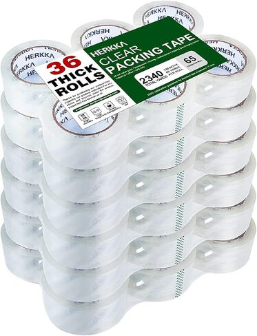 HERKKA Clear Packing Tape, 36 Rolls Heavy Duty Packaging Tape for Shipping Packaging Moving Sealing, Thicker Clear Packing Tape, 1.88 inches Wide, 65 Yards Per Roll, 2340 Total Yards in Saudi Arabia