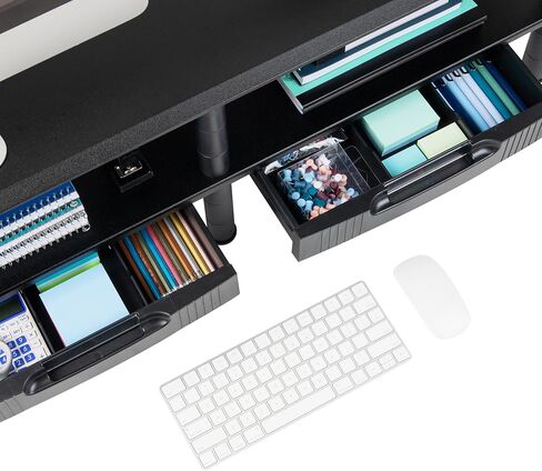 Mind Reader Anchor Collection, Extended 2-Tier Dual Monitor Stand, 40lb. Capacity, 38.5"L x 11"W x 10.5-12.5"H, Black in Saudi Arabia