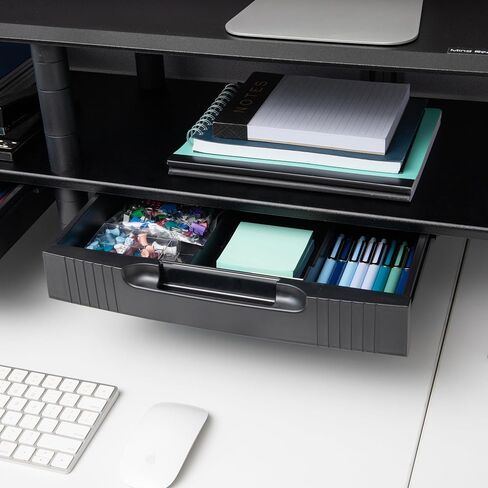 Mind Reader Anchor Collection, Extended 2-Tier Dual Monitor Stand, 40lb. Capacity, 38.5"L x 11"W x 10.5-12.5"H, Black in Saudi Arabia