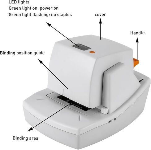 دباسة مكتبية كهربائية شديدة التحمل، 70 ورقة دباسة محمولة أوتوماتيكية مسطحة، هادئة، خالية من المربى وسهلة إعادة التحميل للاستخدام في المكتب والمنزل والمدرسة، مع 5500 دبوس كهدية in Kuwait