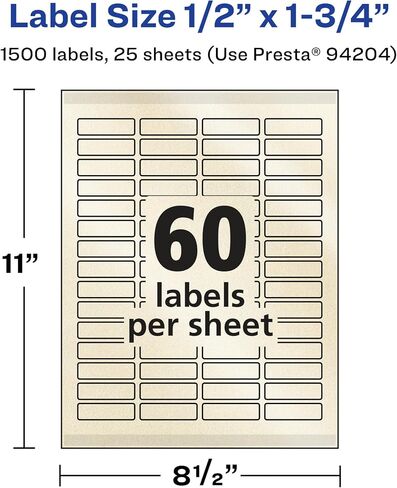 Avery Pearlized Ivory Rectangle Labels with Sure Feed Technology, Print-to-The-Edge, 5" x 1.75", 1,500 Pearlized Ivory Labels, Laser/Inkjet Printable Labels in Saudi Arabia