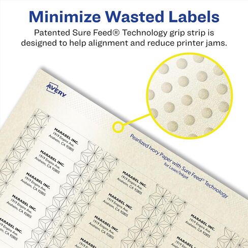 Avery Pearlized Ivory Rectangle Labels with Sure Feed Technology, Print-to-The-Edge, 1" x 1.5", 800 Pearlized Ivory Labels, Laser/Inkjet Printable Labels in Saudi Arabia