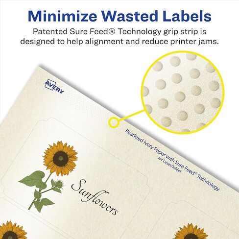 Avery Pearlized Ivory Rectangle Scalloped Labels with Sure Feed Technology, Print-to-The-Edge, 2" x 3", 200 Pearlized Ivory Labels, Laser/Inkjet Printable Labels in Saudi Arabia