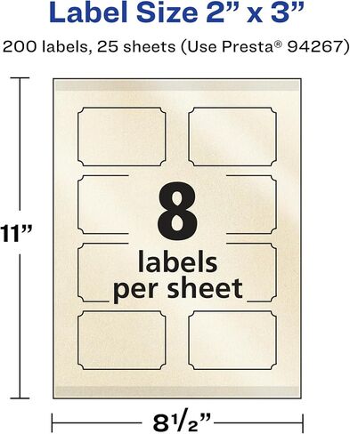 Avery Pearlized Ivory Rectangle Scalloped Labels with Sure Feed Technology, Print-to-The-Edge, 2" x 3", 200 Pearlized Ivory Labels, Laser/Inkjet Printable Labels in Saudi Arabia