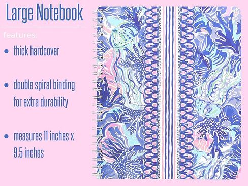 Lilly Pulitzer Large Hardcover Spiral Notebook, 11" x 9.5" with 160 College Ruled Pages, Aquadesiac in Kuwait