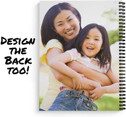Create Your Own Photo Upload Personalized Notebook/Journal, Laminated Soft Cover, 120 pages of your selected paper, lay flat wire-o spiral. Size: 8.5" x 11". Made in the USA in Saudi Arabia