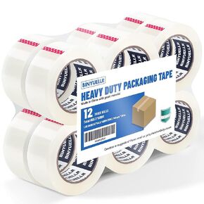 Binyuellr Clear Packing Tape 12 Rolls, Heavy Duty Shipping Tape Total 655.2 Yards, 1.88" *54.6 Yards (Per Rolls) for Clear Tape Refill for Dispenser, Office Storage Moving Mailing Sealing Wrapping in Saudi Arabia