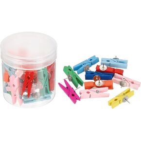 PATIKIL Wooden Push Pins, 20 Pack Thumb Tacks Wood Pin Clips for Office Home Cork Board, Multicolor in Saudi Arabia