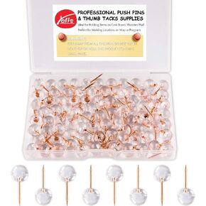 Yalis Push Pins 1/3 Inch Rose Gold Map Tacks 100-Count Large Size Pins Rose Gold Steel Point and Transparent Plastic Round Head (Rose Gold) in Saudi Arabia