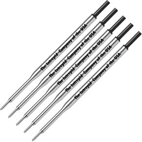 5 Genuine Intrepid flawless flow medium Point Refills for Papermate Lubriglide, Aspire, PhD Pens, Bulk Packed (BLACK)