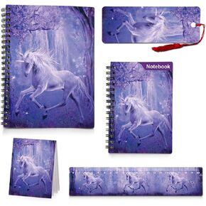 3D Kids Unicorn Spiral Notebooks,Back to School Supplies,Hard Cover Spiral Note Pad (Notebook Ruler Bookmark Set in Saudi Arabia