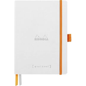 RHODIA Rhodiarama cf117814 Notebook Notebook with Pencil Holder, A5, Dot Grid Ruled, 240 Pages, Italian Synthetic Leather Cover, Ivory Paper, 3.2 oz/yd², PEFC Certified, Titanium