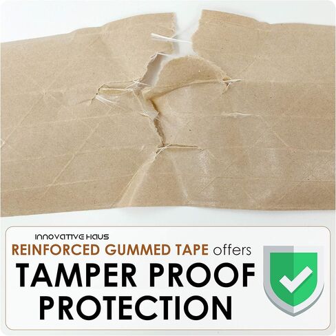 INNOVATIVE HAUS 3 Inches Width x 450 Feet Fiberglass Reinforced Gummed Tape for Package Brown Heavy Duty Water Activated Kraft Strong Bond Packaging Boxes. Prevent Package Theft and Tampering in Kuwait