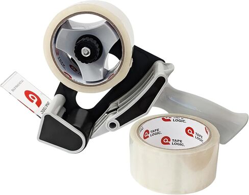شريط تغليف عالي التحمل من تاب لوجيك، عبوتين مع موزع مسدس شريط، 2 بوصة × 55 ياردة، 2.6 مل، شريط تغليف شفاف يذوب بالحرارة للتحرك، صناديق الشحن، المنزل أو المكتب in Kuwait