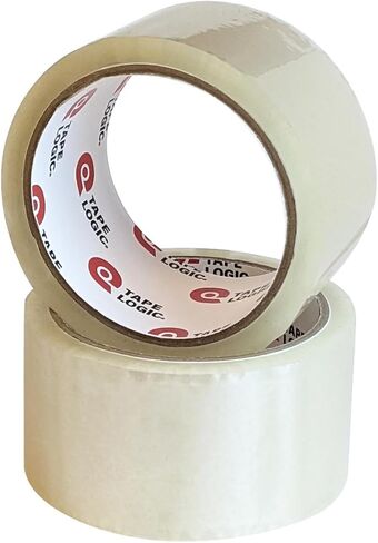 شريط تغليف عالي التحمل من تاب لوجيك، عبوتين مع موزع مسدس شريط، 2 بوصة × 55 ياردة، 2.6 مل، شريط تغليف شفاف يذوب بالحرارة للتحرك، صناديق الشحن، المنزل أو المكتب in Kuwait