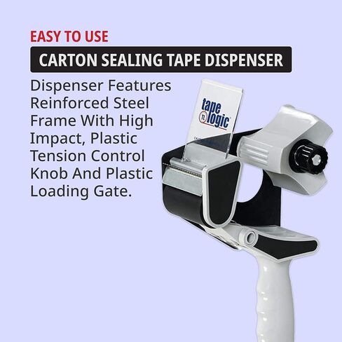 شريط تغليف عالي التحمل من تاب لوجيك، عبوتين مع موزع مسدس شريط، 2 بوصة × 55 ياردة، 2.6 مل، شريط تغليف شفاف يذوب بالحرارة للتحرك، صناديق الشحن، المنزل أو المكتب in Kuwait