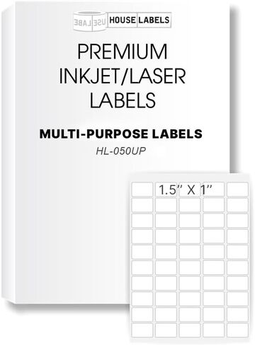 HOUSELABELS 50-up Multipurpose Labels (1-1/2" x 1") for Laser and Inkjet Printers, 25 Sheets in Saudi Arabia