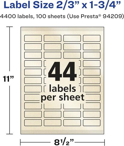 ملصقات مستطيلة عاجية لؤلؤية من Avery مع تقنية التغذية المؤكدة، طباعة على الحافة، 2/3 بوصة × 1-3/4 بوصة، 4,400 ملصق عاجي لؤلؤي، ملصقات قابلة للطباعة بالليزر/نفث الحبر in Kuwait