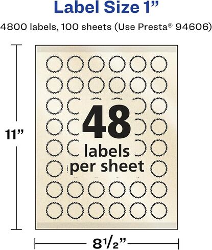 Avery Pearlized Ivory Starburst Labels with Sure Feed Technology, Print-to-The-Edge, 1", 4,800 Pearlized Ivory Labels, Laser/Inkjet Printable Labels in Saudi Arabia